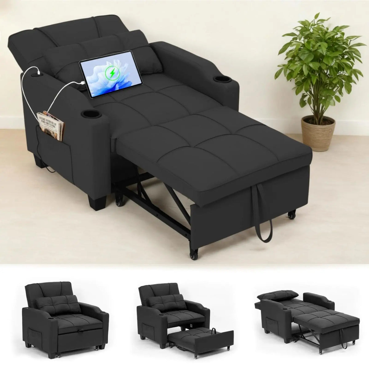 USB Adjustable Upholstered Couch