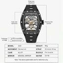 Mens Tonneau Skeleton Mechanical Watch