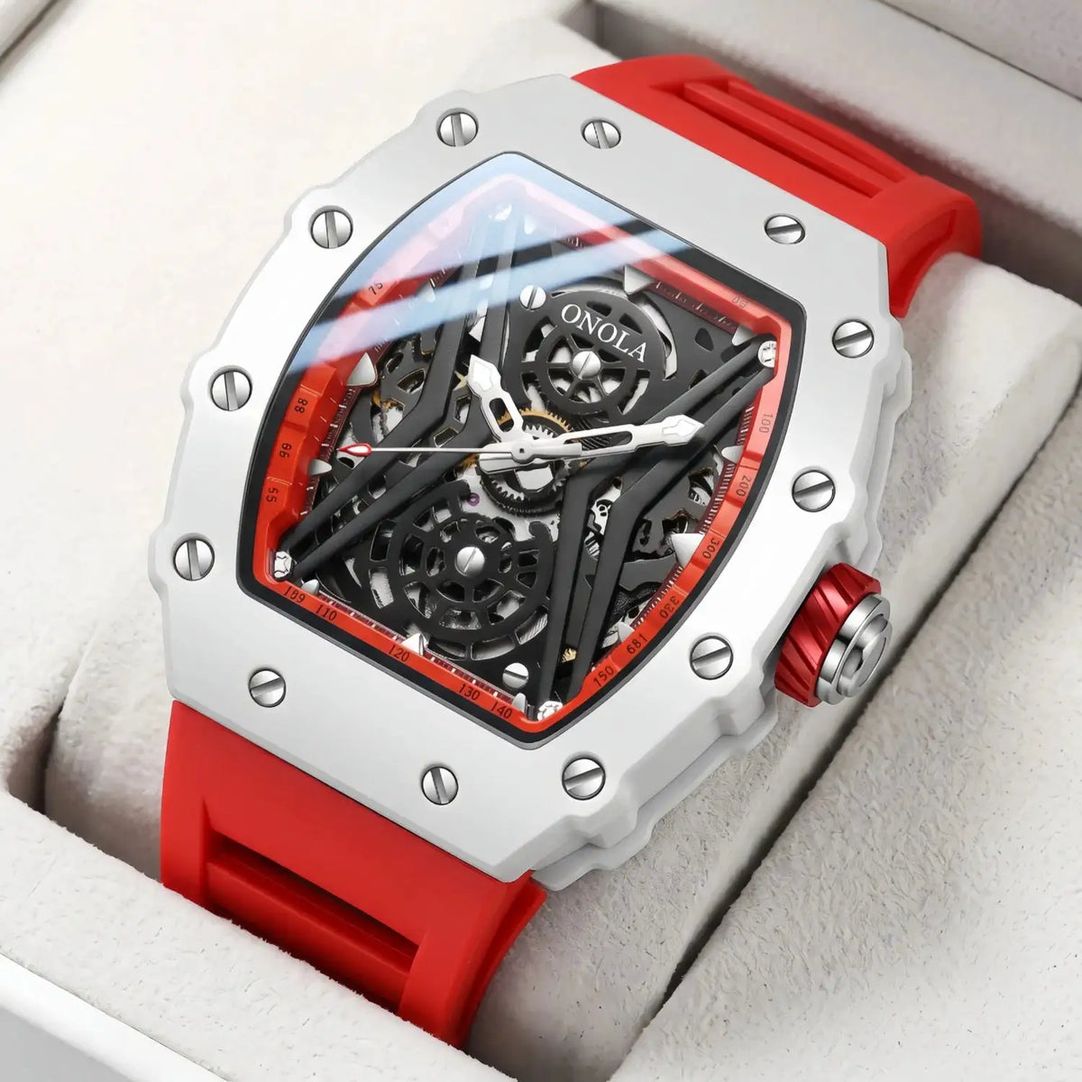 Onola Tonneau Skeleton Mechanical Watch — product image 4