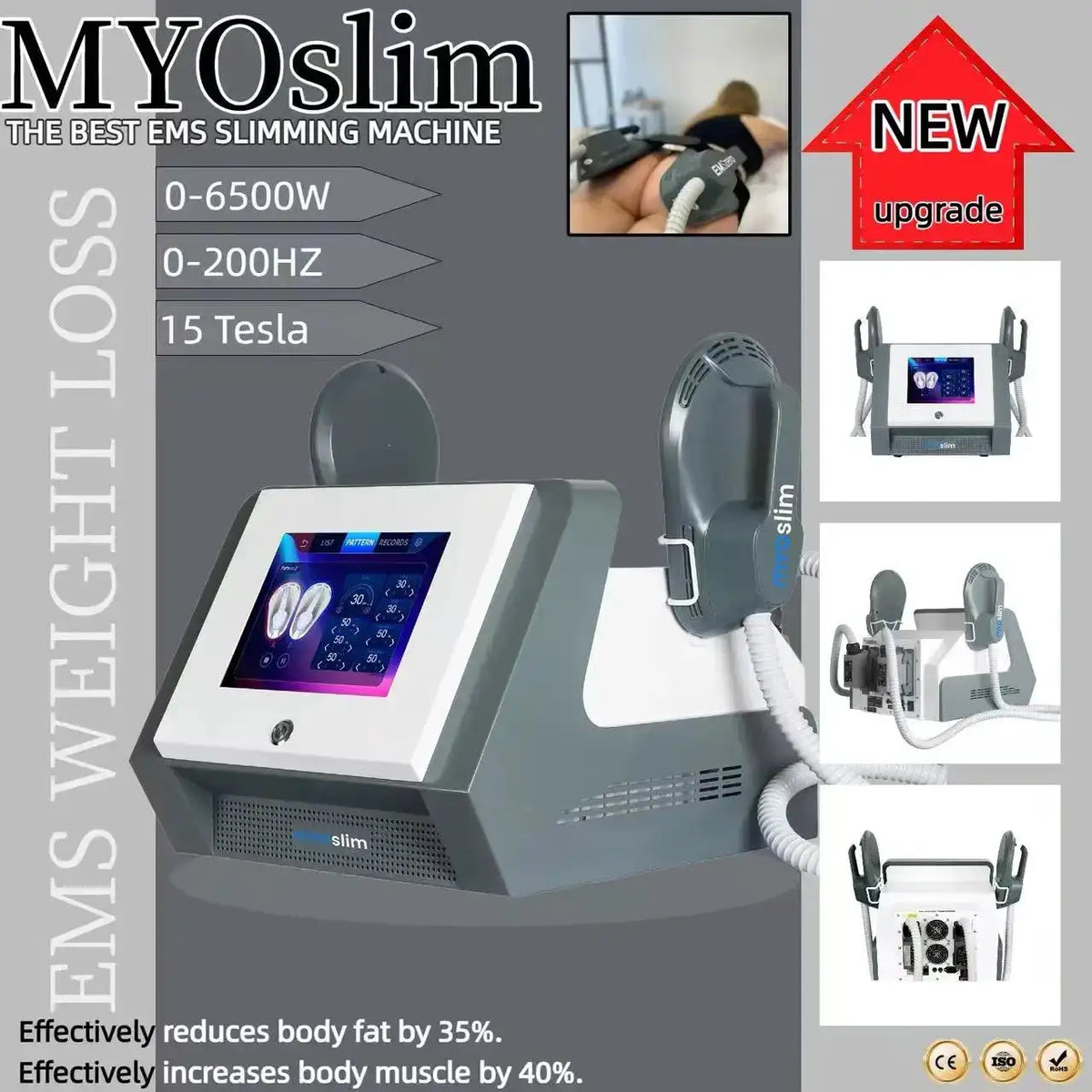 Myoslim EMS Body Sculpt Device 6500W Muscle Stimulator Abdominal Hip Lifting Fat Reduction Body Weight Loss Machine