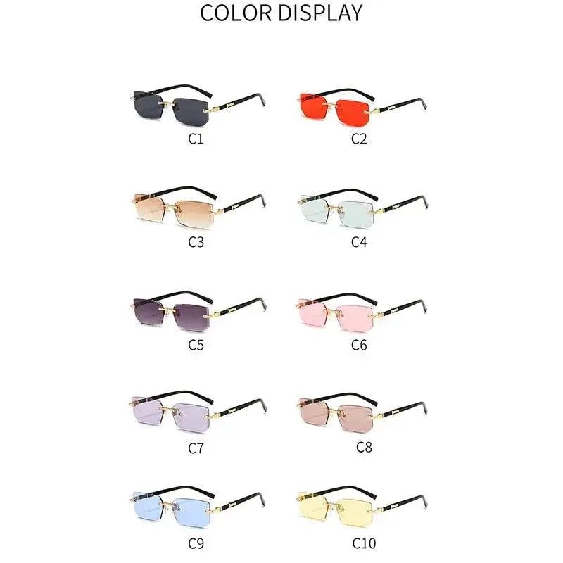 Trendy Rimless Rectangle Sunglasses For Men And Women Unisex