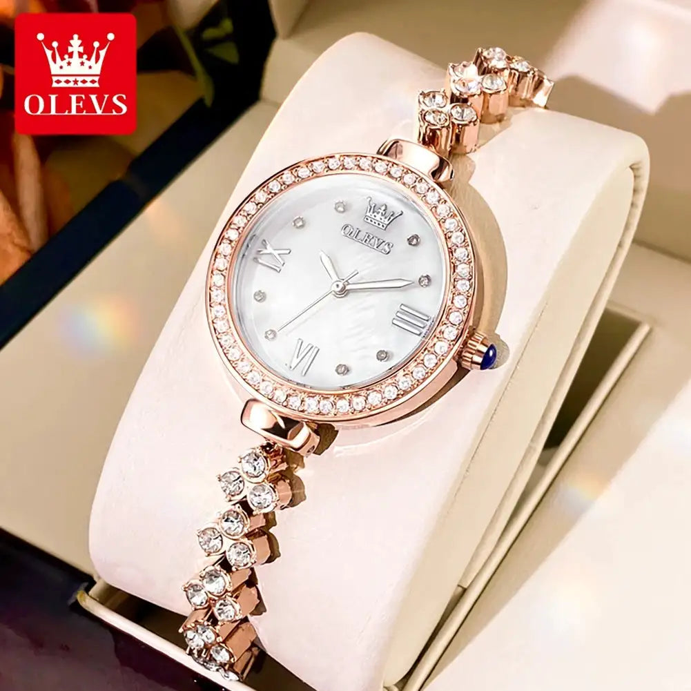 OLEVS 9903 Women Watchs Original Fashion Elegant Quartz Wristwatch Waterproof Luminous Bracelet Watch Band Diamond Bezel Reloj