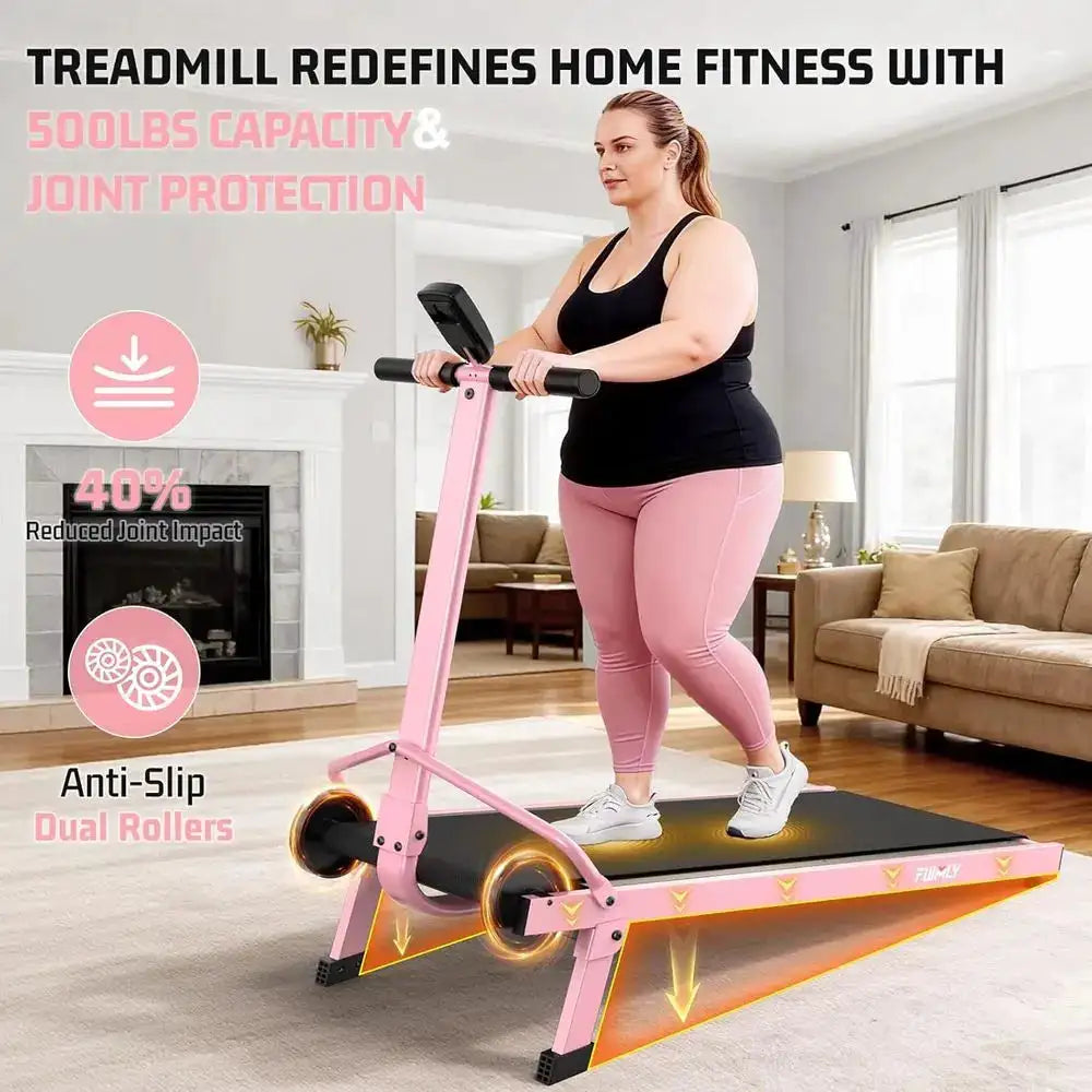 Portable Manual Treadmill with 20% Incline, 500 lbs Capacity, Walking Pad, Handle Bar, Digital Monitor, Suitable for Home and Ou
