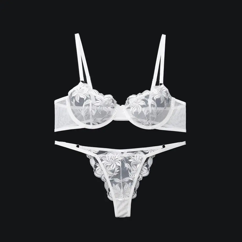 Elegant Mesh Embroidered Lingerie Set For Women Premium