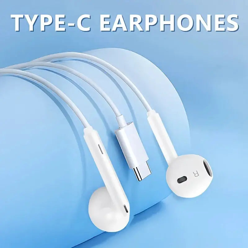 Type-C Headphones Are Wired for 16/15/17 Mobile Phones with In-Ear TYPE-C Flat Head Samsung, Xiaomi, Vivo and OPPO. One Plus