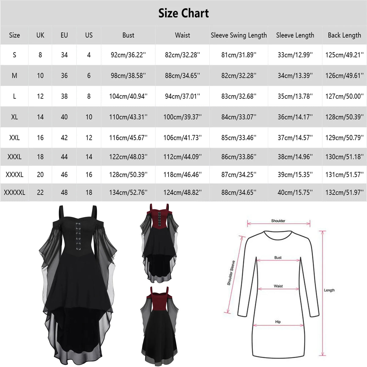 Medieval Corset Flare Sleeve Dress