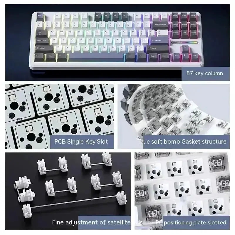 AULA F87 Pro Keyboard 2.4G USB Bluetooth Tri Mode 87 Key RGB - OurLum.com