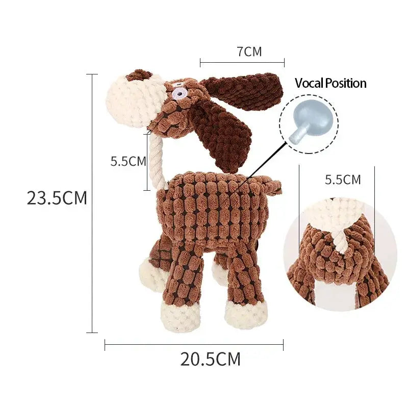 Donkey Corduroy Chew Toy Interactive Squeaky Dog Toy