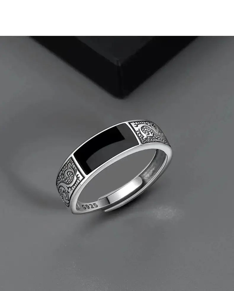 925 Sterling Silver Men's Ring High Quality Luxury black Gem For Men Wedding Fine Jewelry Accessories Party Gifts