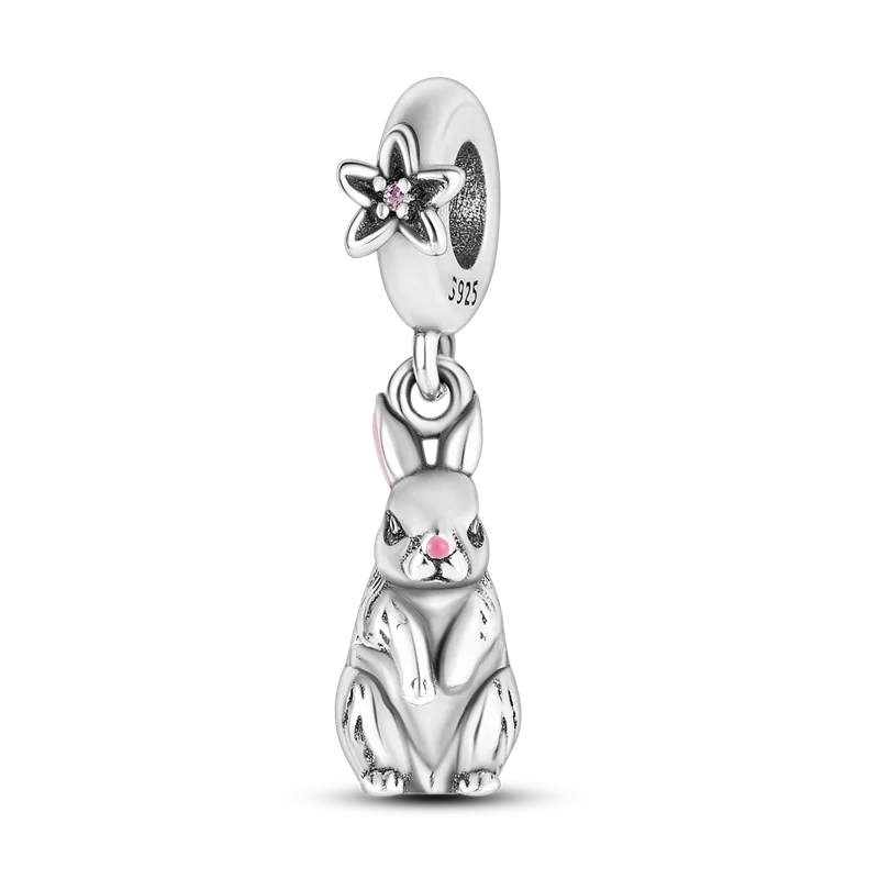 Inlaid Zircon Charm Beads Sterling