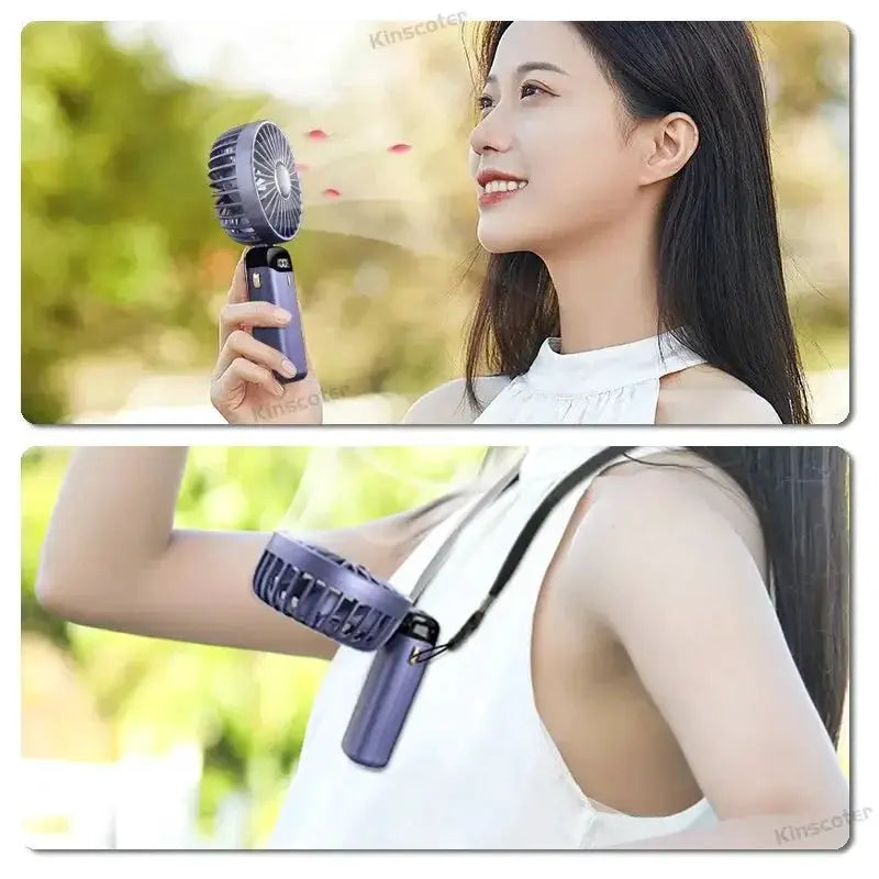 Usb Handheld Mini Fan Foldable Portable Neck Hanging Fan - OurLum.com