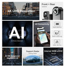Smart Dash Cam 4K Front HDR Dual 1080P Rear Night Vision