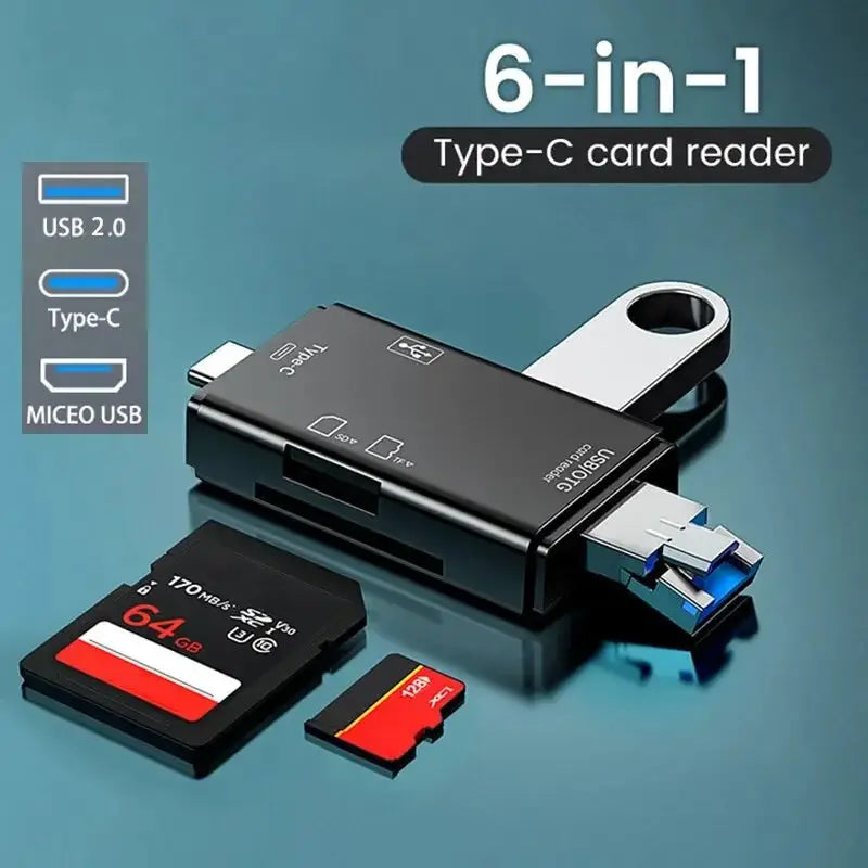 Otg Type C Card Reader USB 2.0 TF Micro SD Adapter 6in1