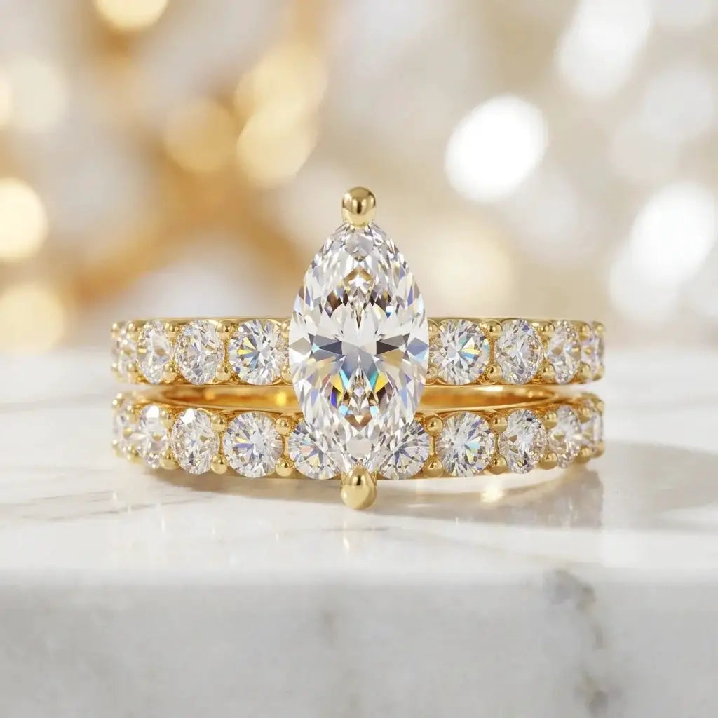 Moissanite Ring in Sterling Silver Carat Marquise Ring — product view 3