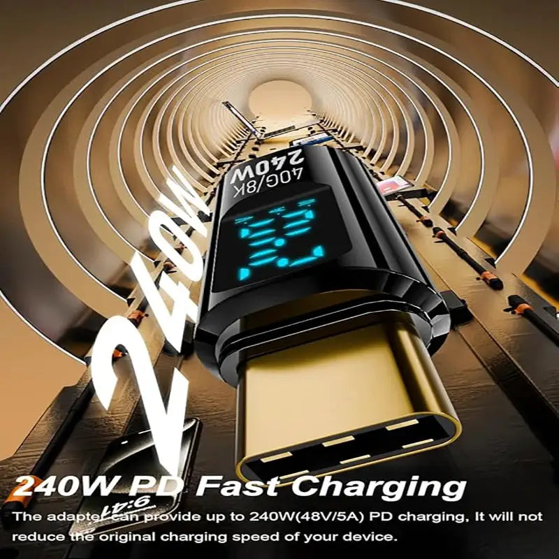 Transparent Digital Display USB 4 Full-Function Digital Charging Adapter 240W Digital Display Type-C Adapter
