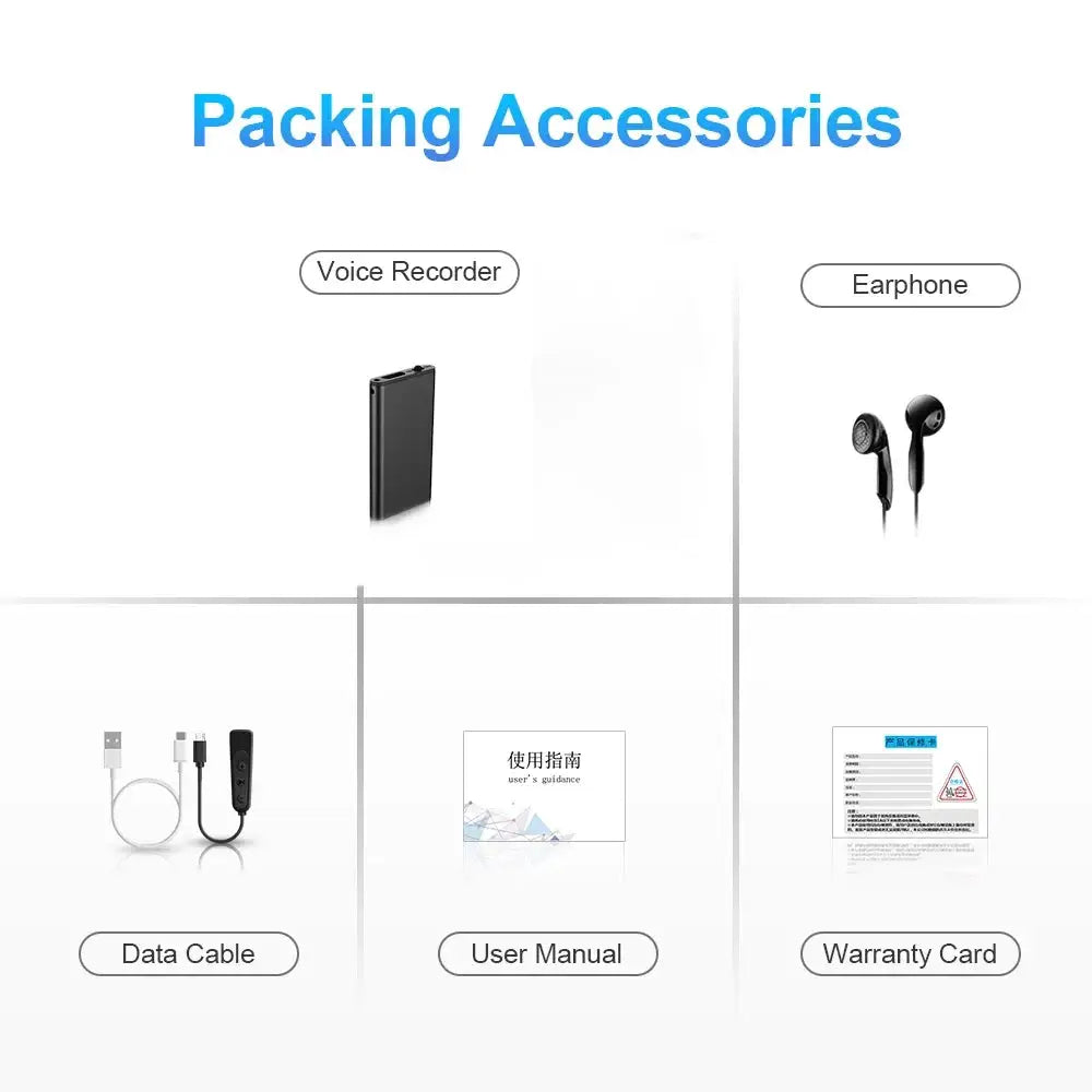 4-64GB Digtal Voice Recorder Espia Mini Sound Voice Activated Dictaphone HD Noise Reduce Recording 32GB 8GB Small MP3 Player