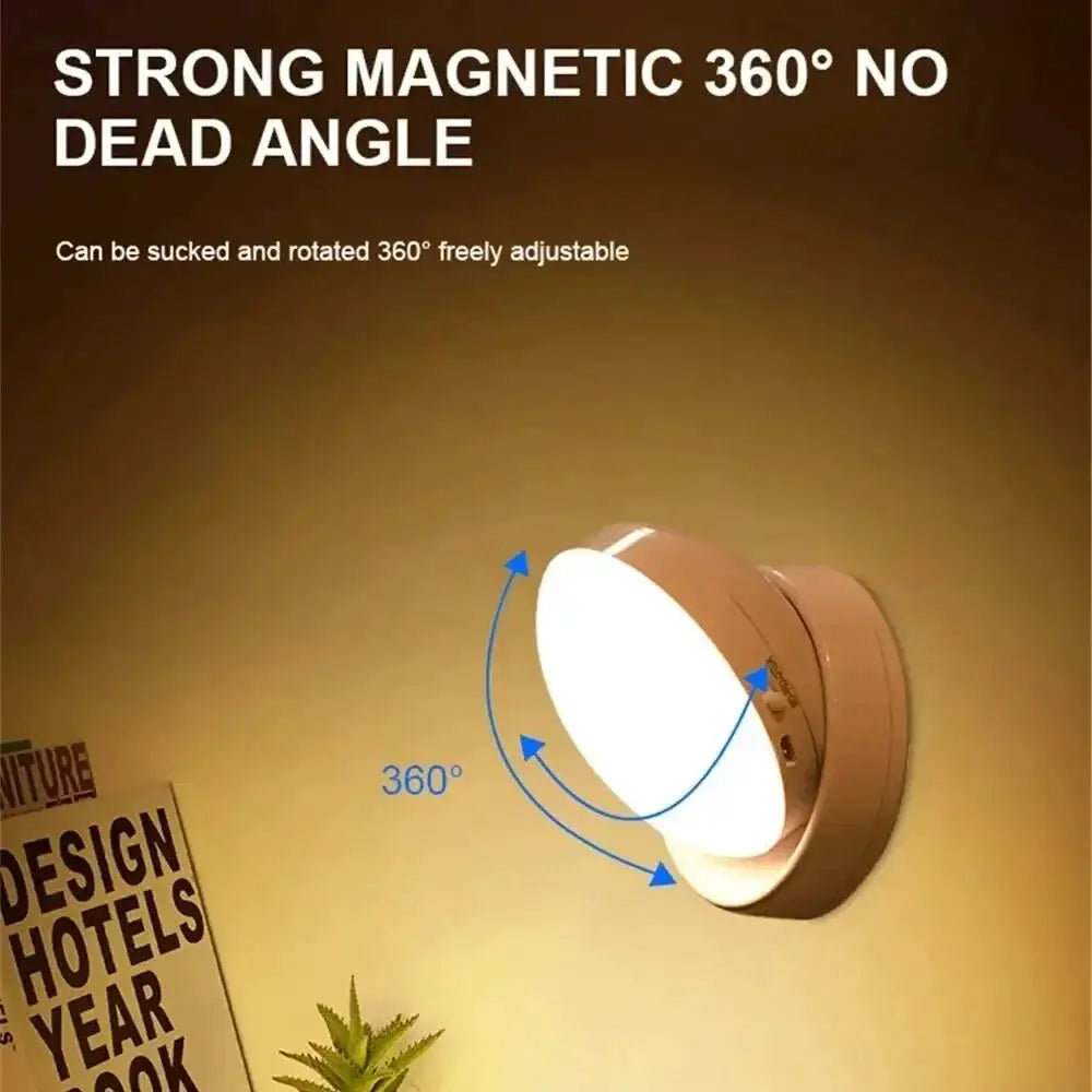 Night Lamp With Motion Sensor Night Light Rechargeable Wireless Led 360 Rotating Magnetic For Kitchen Room Bedside Table