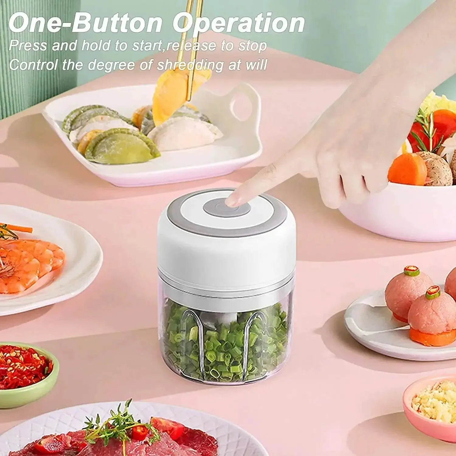 Electric Kitchen Food Chopper Mini Garlic Masher USB Grinder
