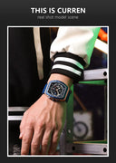 Mens Colorful Multi Functional Tonneau Quartz Watch