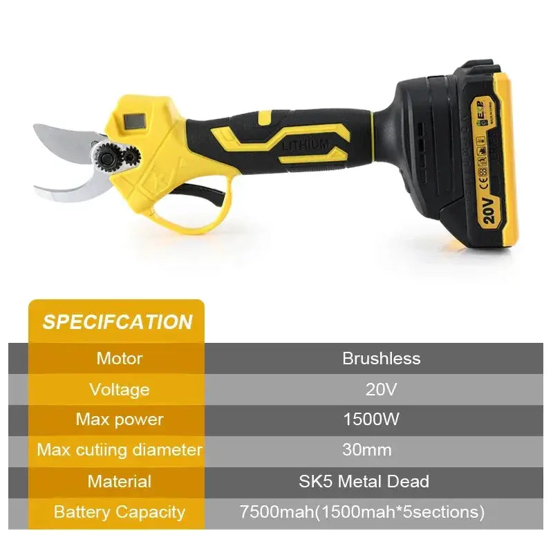 20V Battery Powered Electric Pruning Shears Dual Batteries