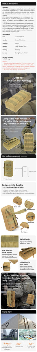 Outdoor Tactical Molle Waist Bag 600D Oxford Khaki Fanny Pack