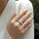 Piece Sterling Silver Silver Moissanite Ring Set
