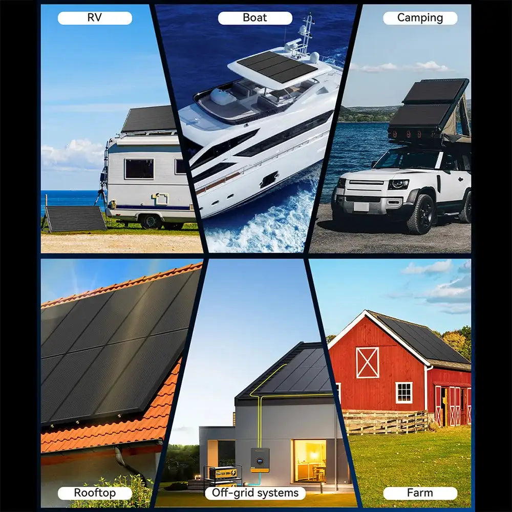 RVPOZWER 12BB/18BB 12V Solar Panel 100W N-Type Monocrystalline Solar Cell High-Efficiency PV Power for Rooftop Camping Rigid