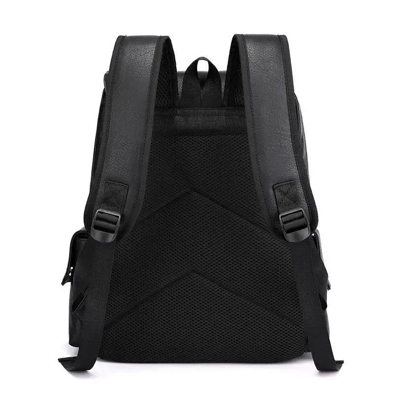 Men PU Leather Laptop Backpack Large Capacity For Work