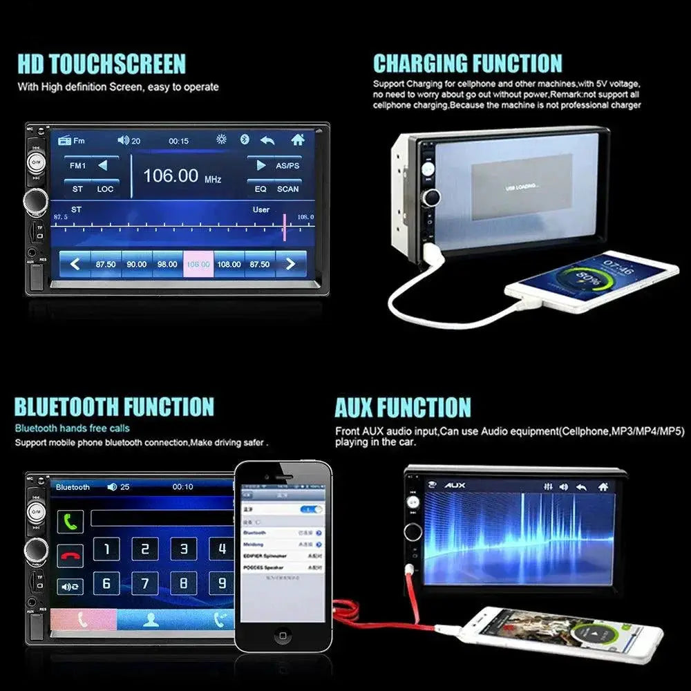 Podofo Car Radio HD Touch Screen Multimedia Player