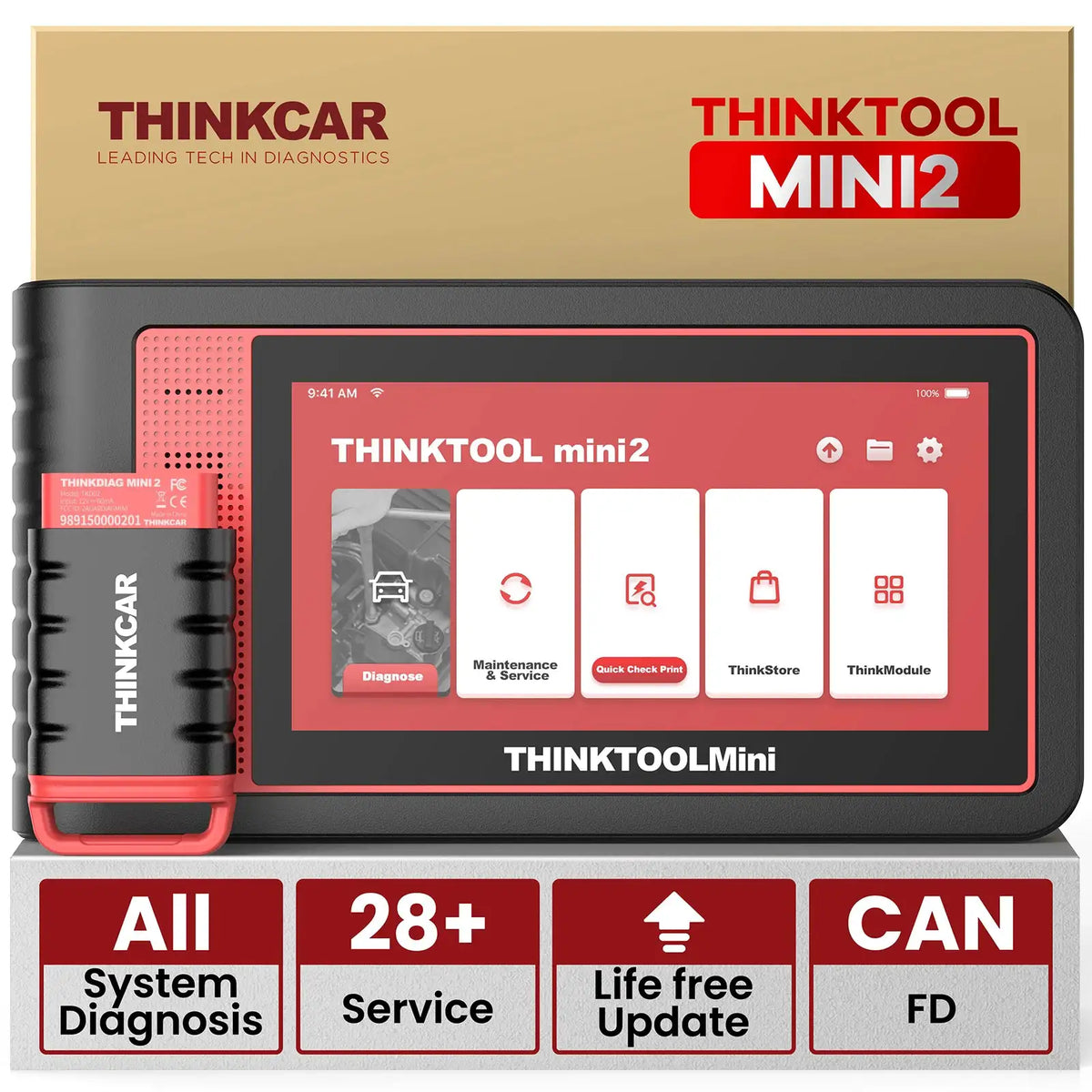 THINKCAR Thinktool Mini 2 CANFD Car Diagnostic Tool OBD2 Scanner Auto VIN Diagnosis Full System 28 Resets Free Code Reader