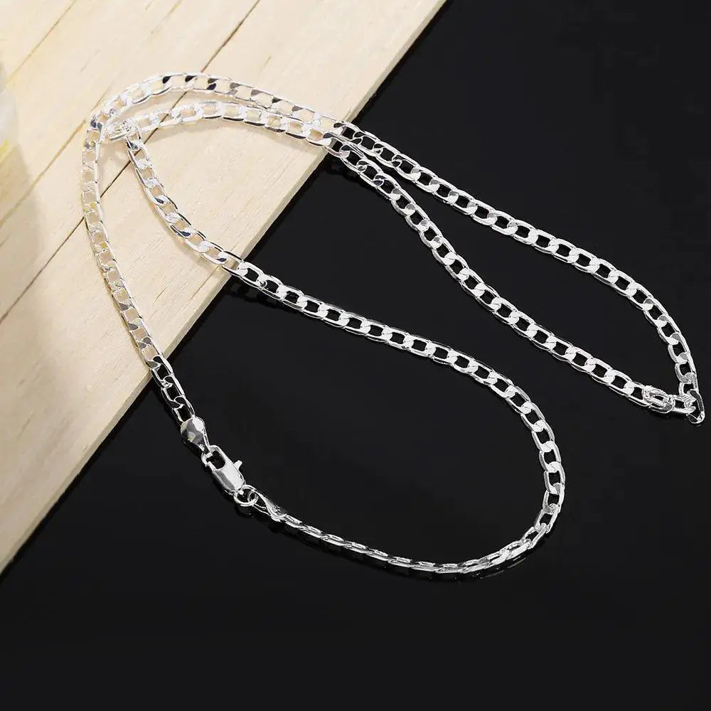 Unisex 925 Sterling Silver Face Chain Necklace Jewelry