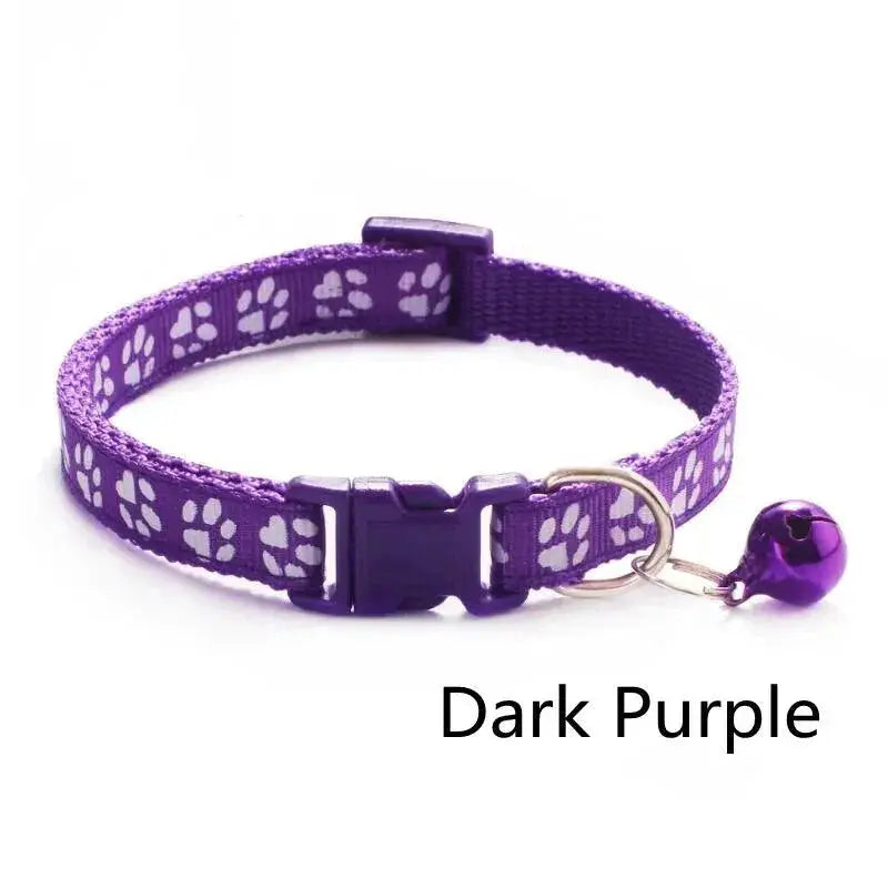 Cartoon Paw Print Pet Collar With Adjustable Safety Bell