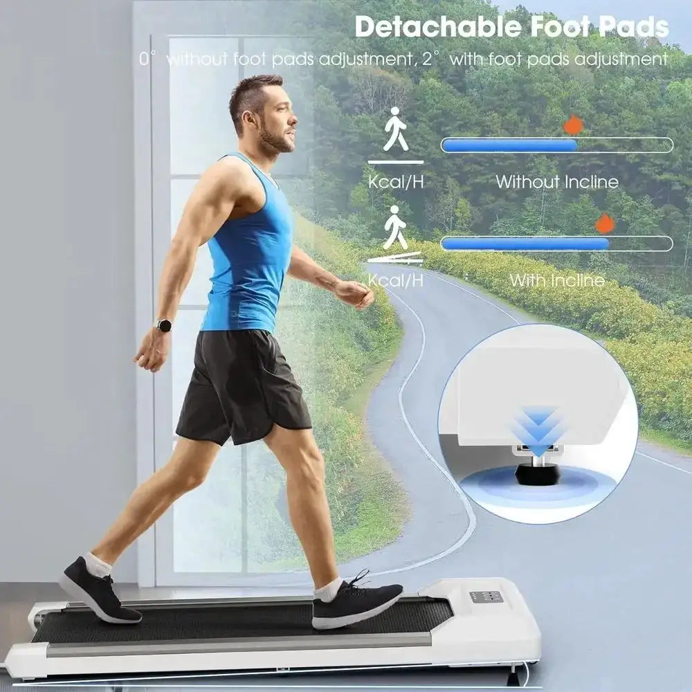 Portable Dual-Function Walking Pad and Under Desk Treadmill, 265 lbs Capacity, with Remote and LED Display