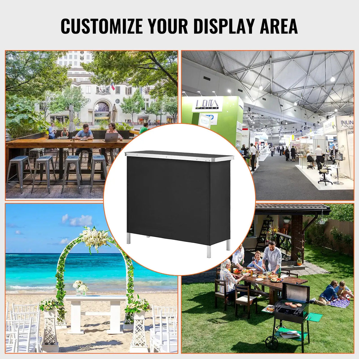 Foldable Portable Bar Table Black — product image 5