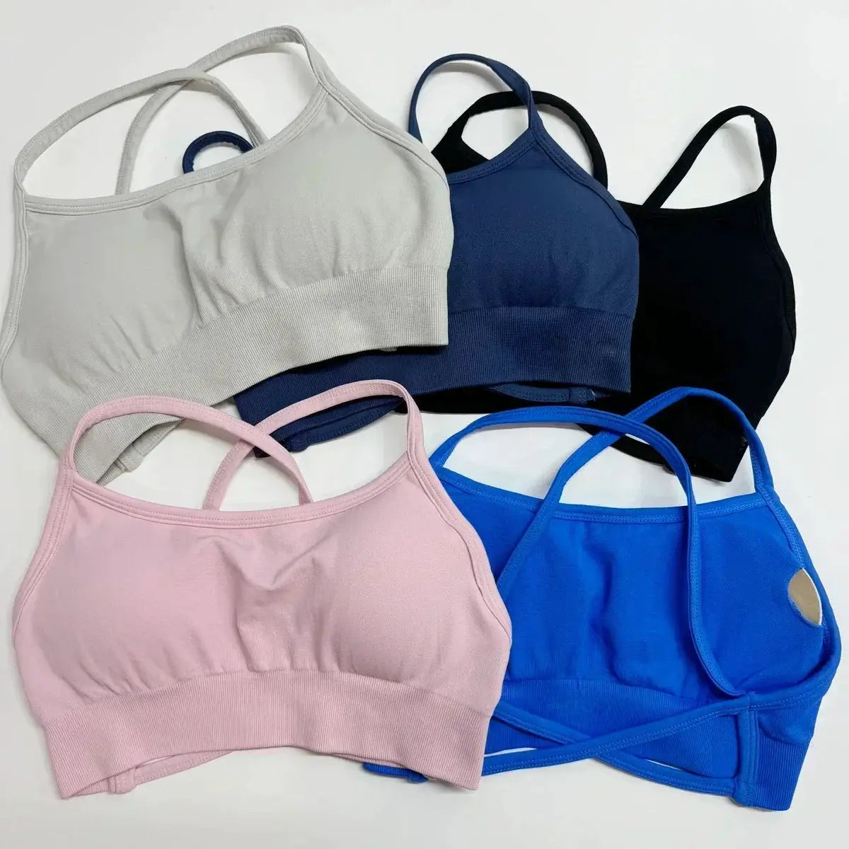 Seamless Backless Sports Bra For Women Medium Support Crop