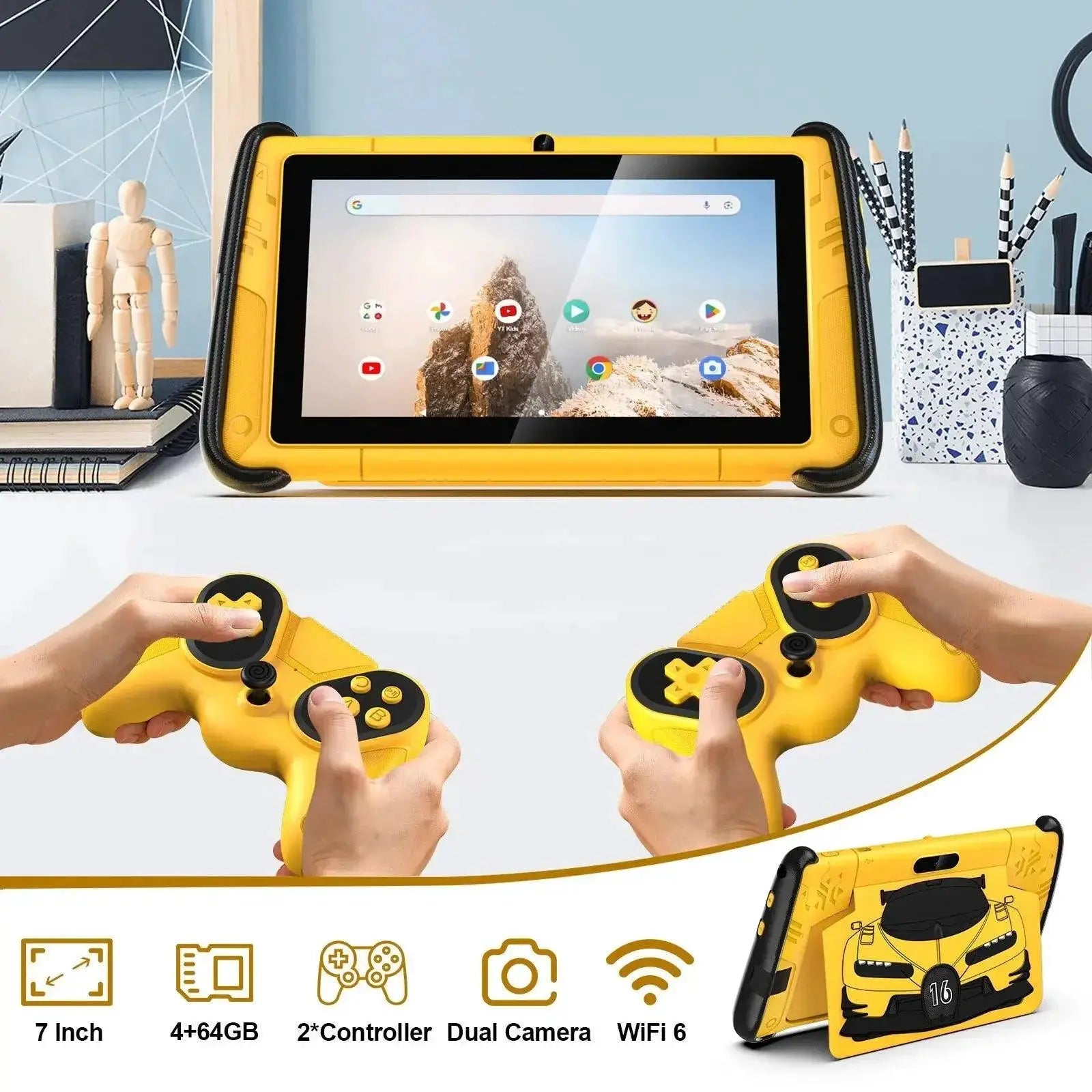 Kids 7 Inch Tablet Android 12 With Case For Learning
