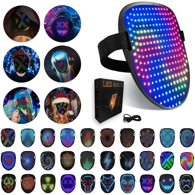 Led Luminous Mask RGB Full Color Face Changing Glowing Mask