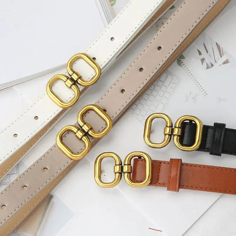 Womens PU Leather Belt With Chic Metal Buckle Fashion