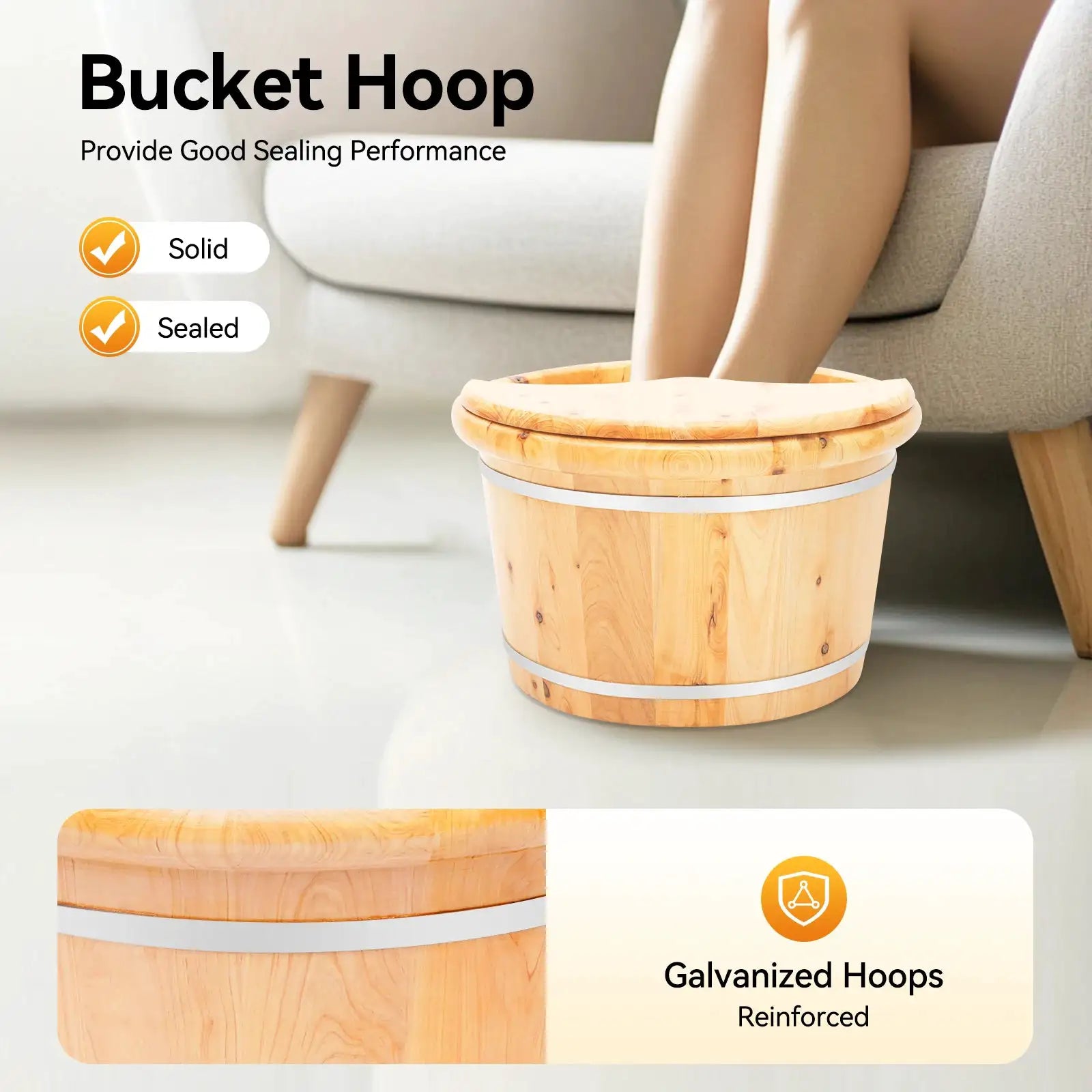 Foot Bath Massager Cedar Wood Color Free Standing Footbath Basin Foot Soaking Bath Basin Foot Bucket Footbathing Home Supplie