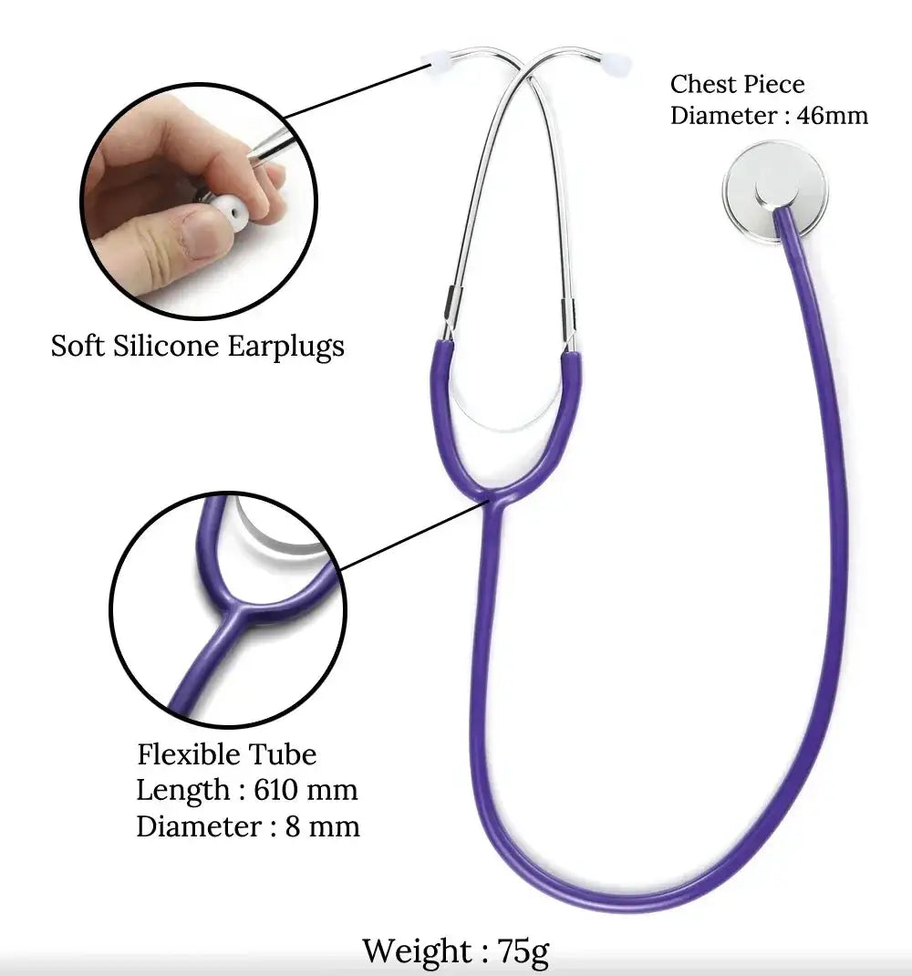 Portable Single Head Stethoscope Professional Cardiology Doctor Medical Equipment Device Student Vet Nurse Clinic