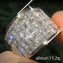 Square Platinum Zircon Party Charm Ring