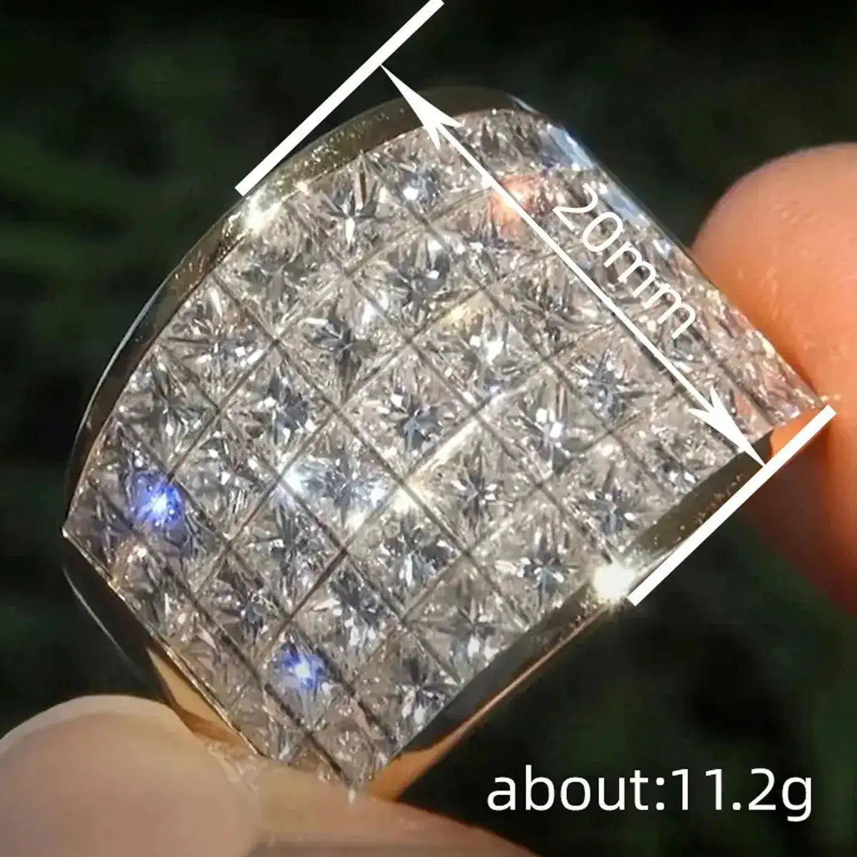 Square Platinum Zircon Party Charm Ring — product image 3