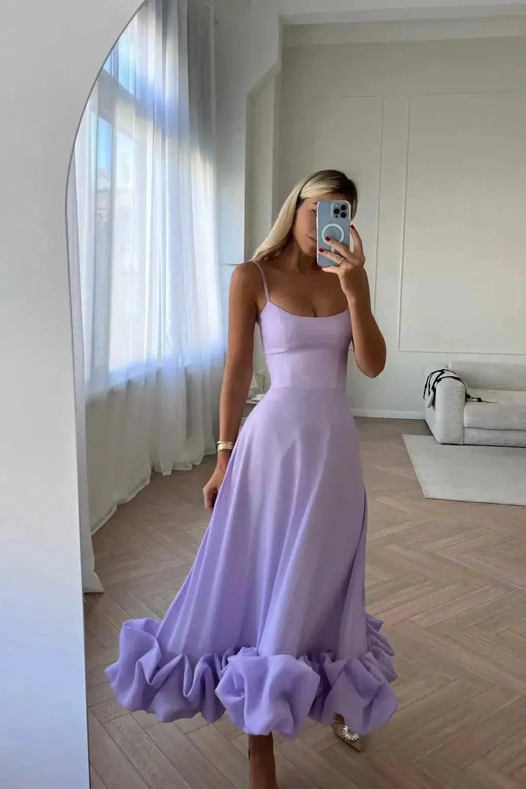 Ruffled Elegance Backless Dress Timeless Sophistication