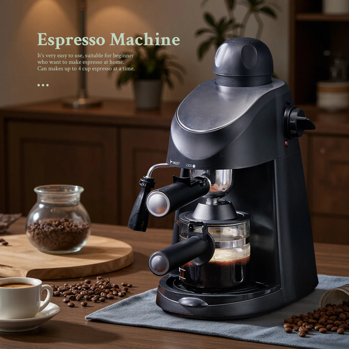 Espresso Coffee Maker, Compact Espresso Machine with Milk Frother — product view 3
