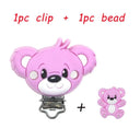 Kovict Silicone Beads Pacifier Clips Cartoon Animals Set