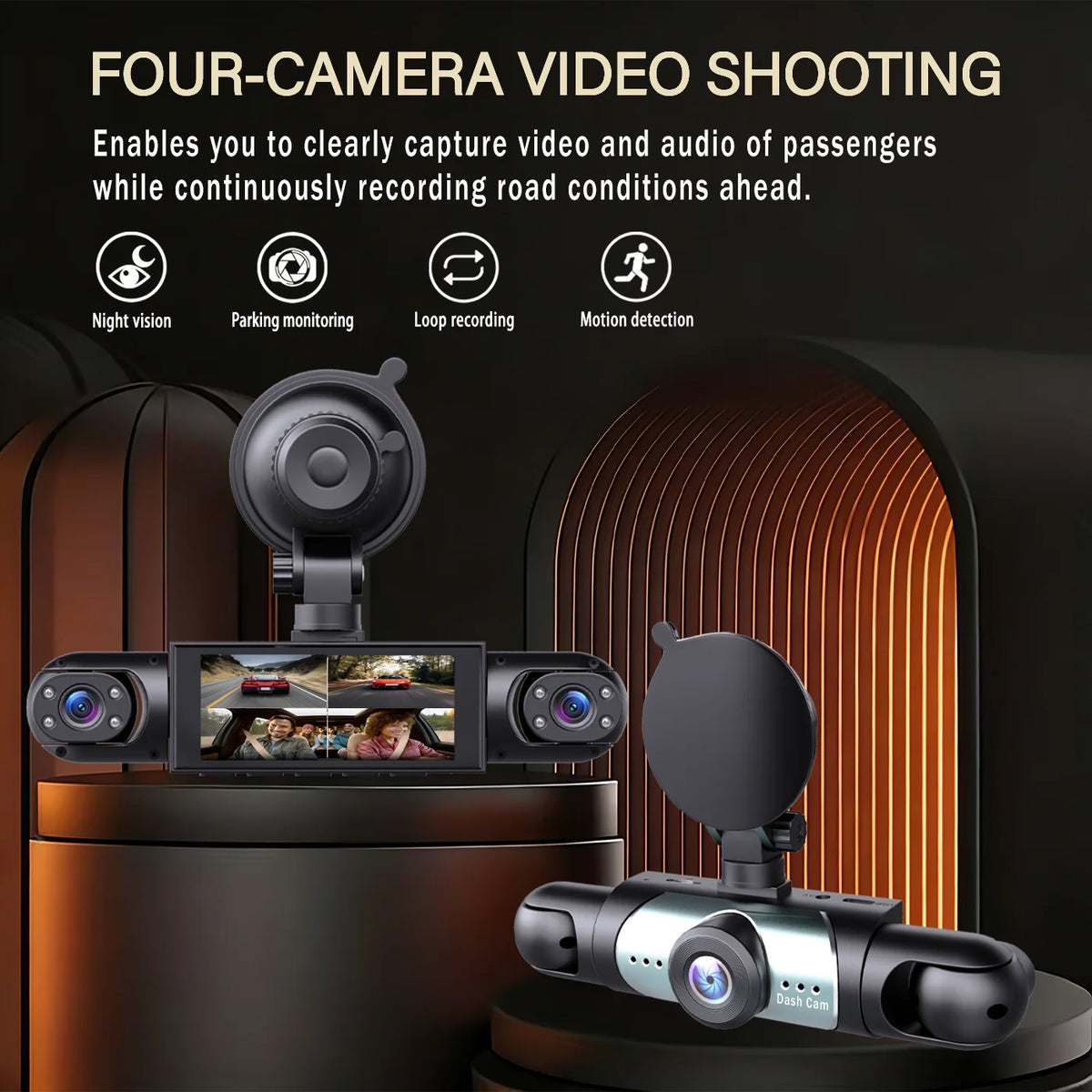 BCUOZ ° Dashcam, Front + Built-in Rear Left and Right Super — product view 2