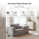 Grey No-Assembly Sofa Bed with Ottoman Pet-Friendly Easy-Clean