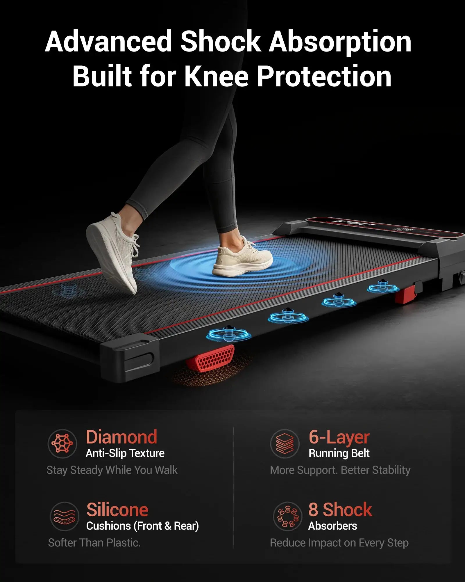 UMAY Foldable Walking Pad Treadmill, Under Desk Walking Machine for Home Office, Portable Compact Electric Treadmill with LED Display