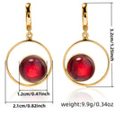 Fashionable Red Gemstone Jewelry Set For Women Pendant Earrings Ring Geometric