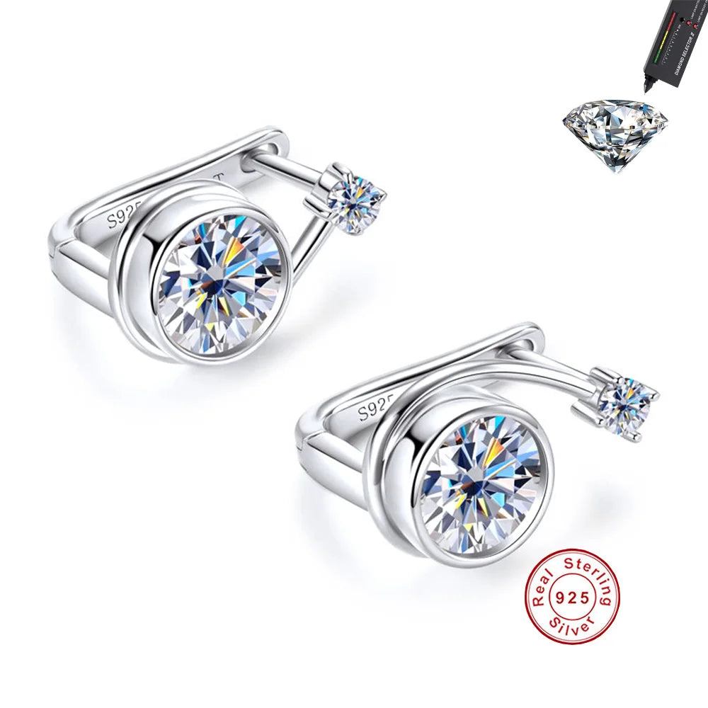 Moissanite Stud Earrings in Sterling Silver Cbtb — product view 1